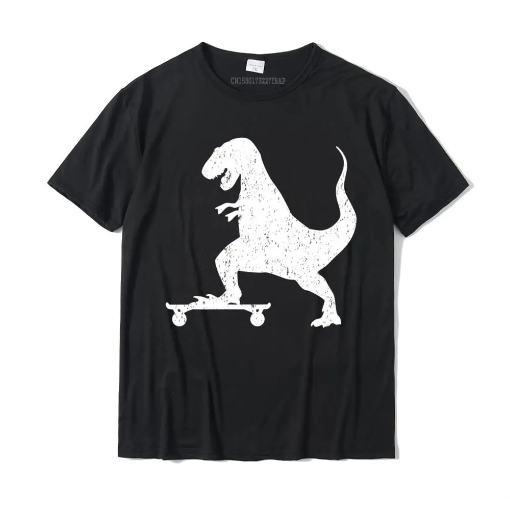 Camisa T-Shirt Funny O-Neck Summer 100% Cotton Man Tops Shirts Funny Short Sleeve Tee-Shirts Wholesale T-Rex on a Skateboard Grunge Dinosaur Skateboarding T-shirt__36298 black