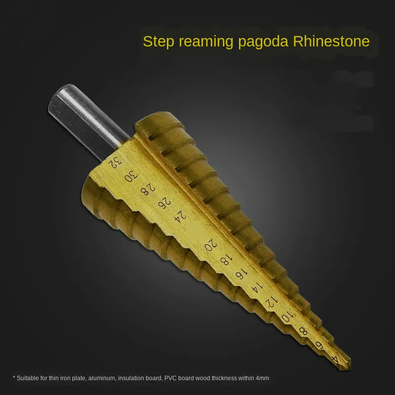 

1Pcs/lot 4-32mm HSS Steel Drill Bit Large Step Cone Titanium Coated Metal Cutter Tool Set With Pouch