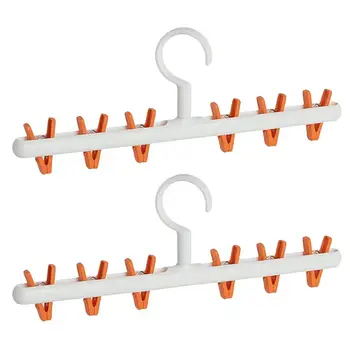 

2 Pcs Multifunctional Clothes Hanger Underwear Hanger Sock Drying Rack Hanger Rack With Many Clips For Home Dormitory