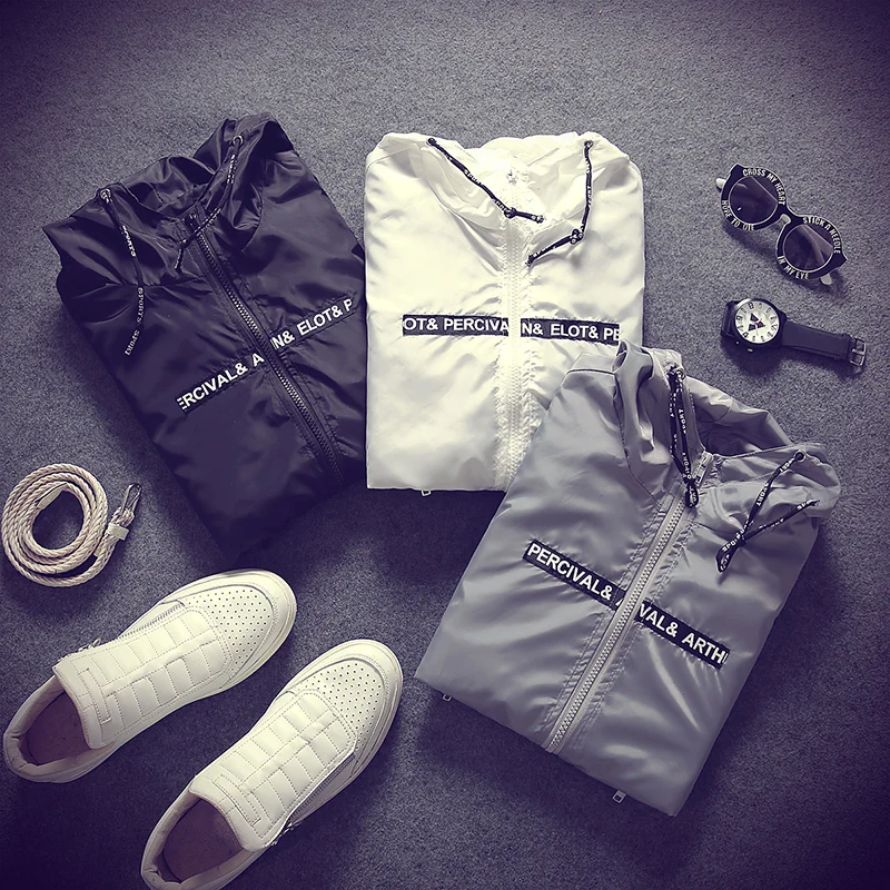 Promotion Men Casual Spring Autumn Lightweight Jacket 2019 New Arrival Hooded Contrast Color Zipper up Jackets Outwear Cheap