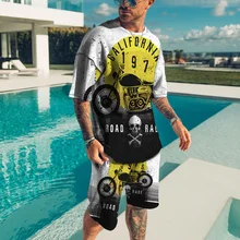 

New Men Sets Tracksuit For Men Tshirt Set Summer Sweatsuit 2 Piece Set Casual 2022 Retro Short Sleeve Shirts+Shorts Man Sets