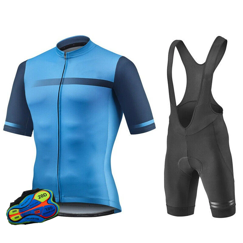 

Tight Downhill Solid Color Bicycle Clothes Men's Summer Outdoors Racing Sportswear Mountain Bike Jerseys With Bib-Shorts Suit