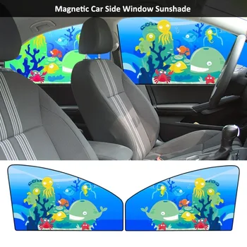 

New Adjustable Magnetic Car Side Window Sunshade Curtains Car Styling Auto Windows Visor Animal Pattern Blinds Cover Sun Shade
