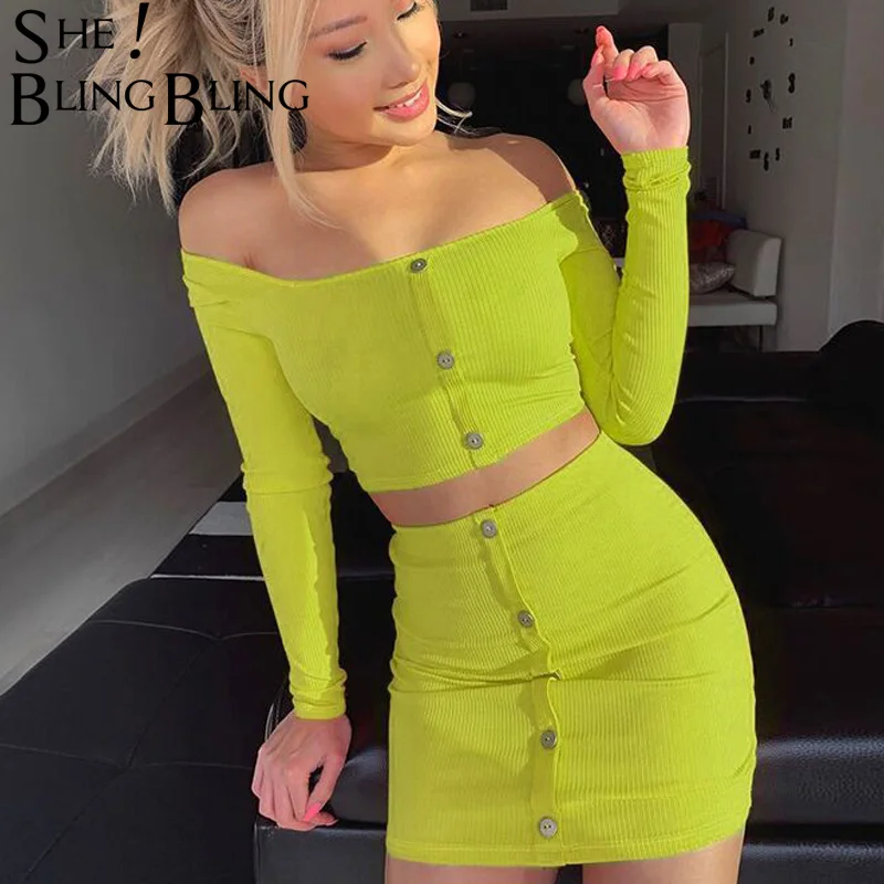 Женский комплект из 2 предметов SheBlingBling облегающий укороченный топ с длинными
