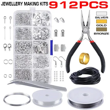 

912Pcs/Box Jewelry Making Starter Kit Set for Earrings Bracelet Necklace Findings DIY Crafting Jewelry Making Supplies Kit