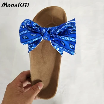 

Print Women Bowknot Slippers 2020 Summer Casual Beach Slip On Platform Ladies Sandals Dress Party Peep Toe Female Sandals