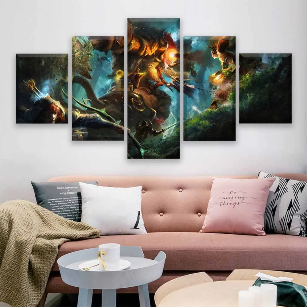  5 Pieces Canvas Painting DOTA 2 Invoker Home Decor For Living Room Printed Wall Art Game Poster Mod
