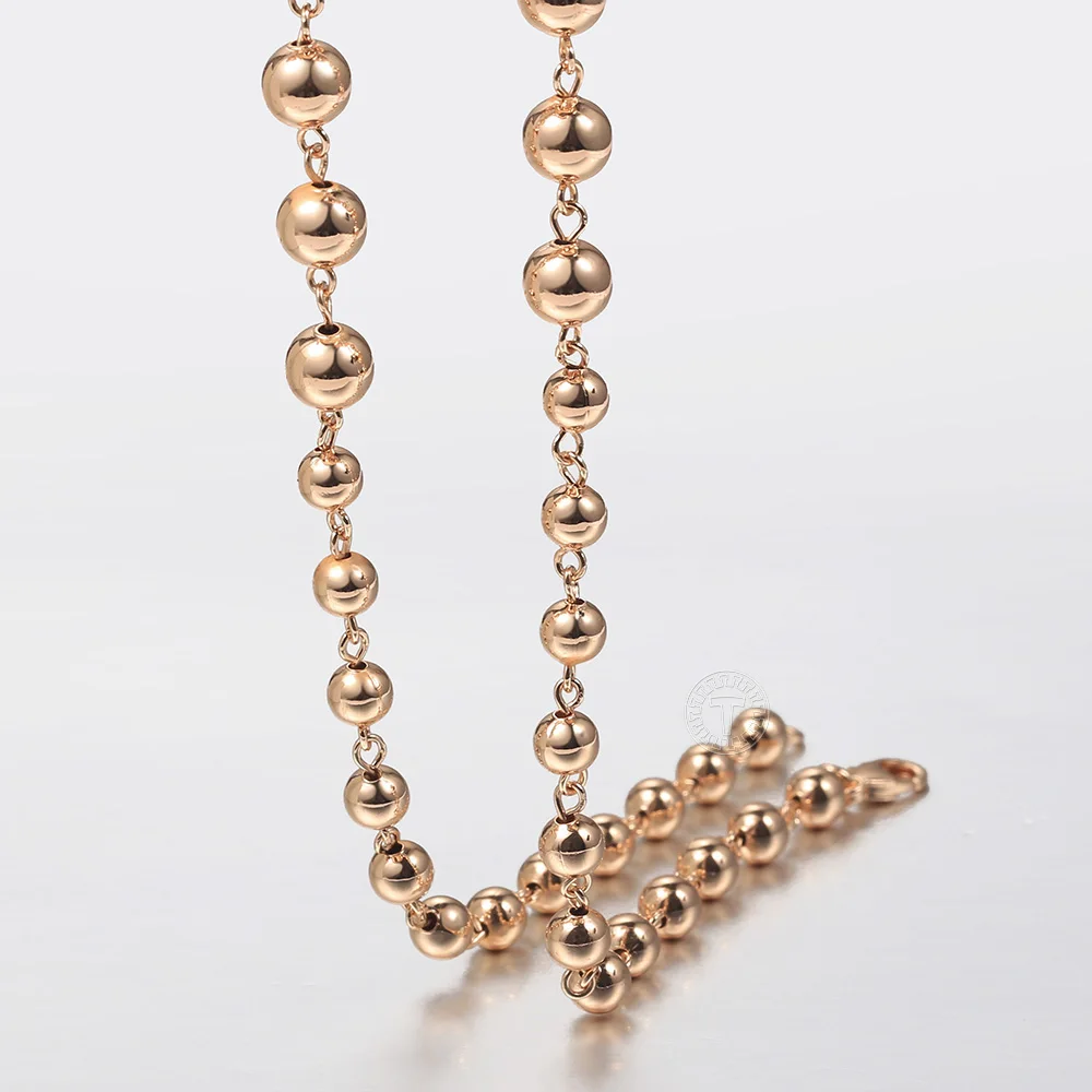 10mm Women Men Beaded Chain Necklaces 