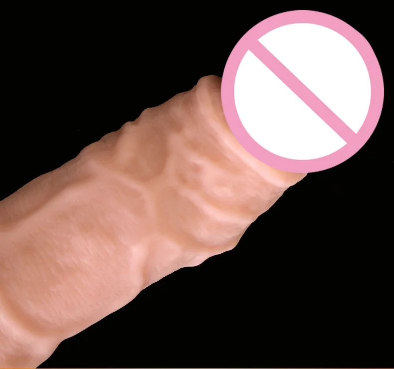 JIUAI Penis Extender Super Soft Silicone Realistic Cock sleeve Reusable Condoms Sex Toys For Men On The Dick Scrotum Bondage  (10)