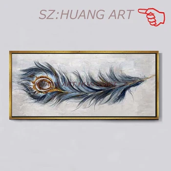 

Decorative Items Abstract Hand Painted Peacock Feather Oil Painting Pictures Wall Decor Canvas Art Living Room Wall Showpieces