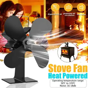 

New Automatic Pipe Mounted 4 Blades Heat Powered Stove Fan log Wood Burner Quiet Home Fireplace Fan Efficient Heat Distribute