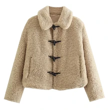 

Elmsk Women Jacket Ins Fashion Blogger Winter Coat Women England Style High Street Horn Buckle Vintage Fleece Short CoatTops