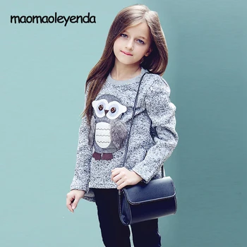 

Girls T-shirts Autumn 2020 Teenage T-shirts Sweater Children's Owl Knitting Monsoon Girls T shirt Baby Clothing Winter Cold