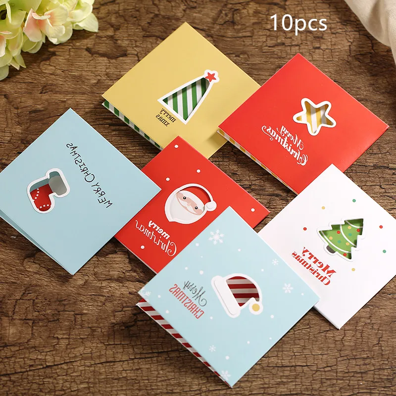 

10pcs Hollow Stereo Greeting Card Christmas Eve Gift Card Tri-Fold Thanksgiving Blessing Card Panda Party Supplies