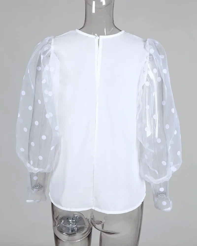 Модные женские блузки, прозрачное Сетчатое платье-фонарь, рубашка с длинными рукавами, топы, Свободная Повседневная блузка, рубашки, большие размеры