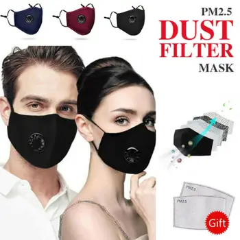 

PM2.5 Respirator Face Masks Haze Anti Pollution Air Purifying Reusable Dust Mask 2 Filters Easy Breathe Washable Face Mask Mouth