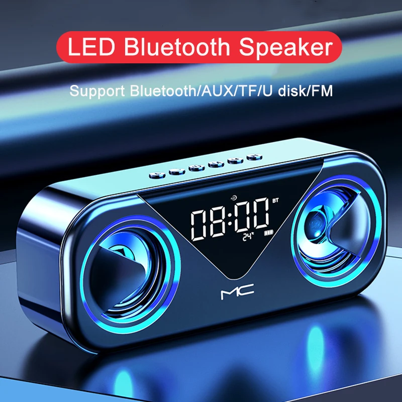 Светодиодный Altavoces Bluetooth Динамик FM радио Caixa де НЧ динамик часы будильник