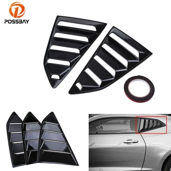 

POSSBAY 2Pcs Black Car Side Window Louver Vent Scoop ABS Auto Exterior Rear Side Windows Stickers for Chevy Camaro Coupe 16-18