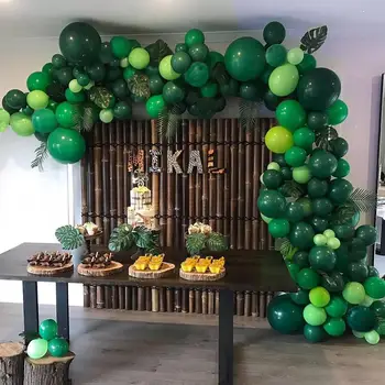 

Jungle safari green theme party balloon kit green latex balloons children brown leaf boy birthday party baby shower decorations