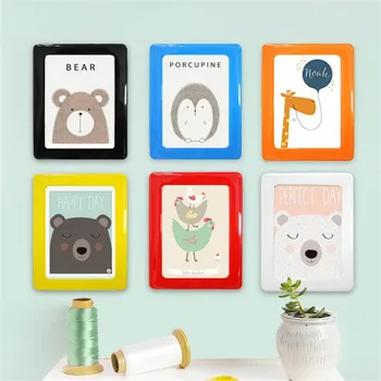 

5PCS Mixed Color Wall-Mounted Crystal Double Sided Magnetic Fridge Picture Frame, Magnets Children's Artwork Frames