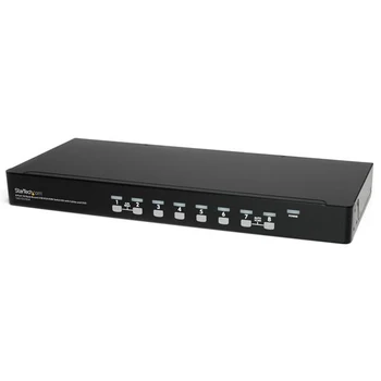 

StarTech.com 8 Port 1U Rackmount USB KVM Switch Kit with OSD and Cables, 1920 x 1440 pixels, Rack mounting, 12 W, 1U, Black