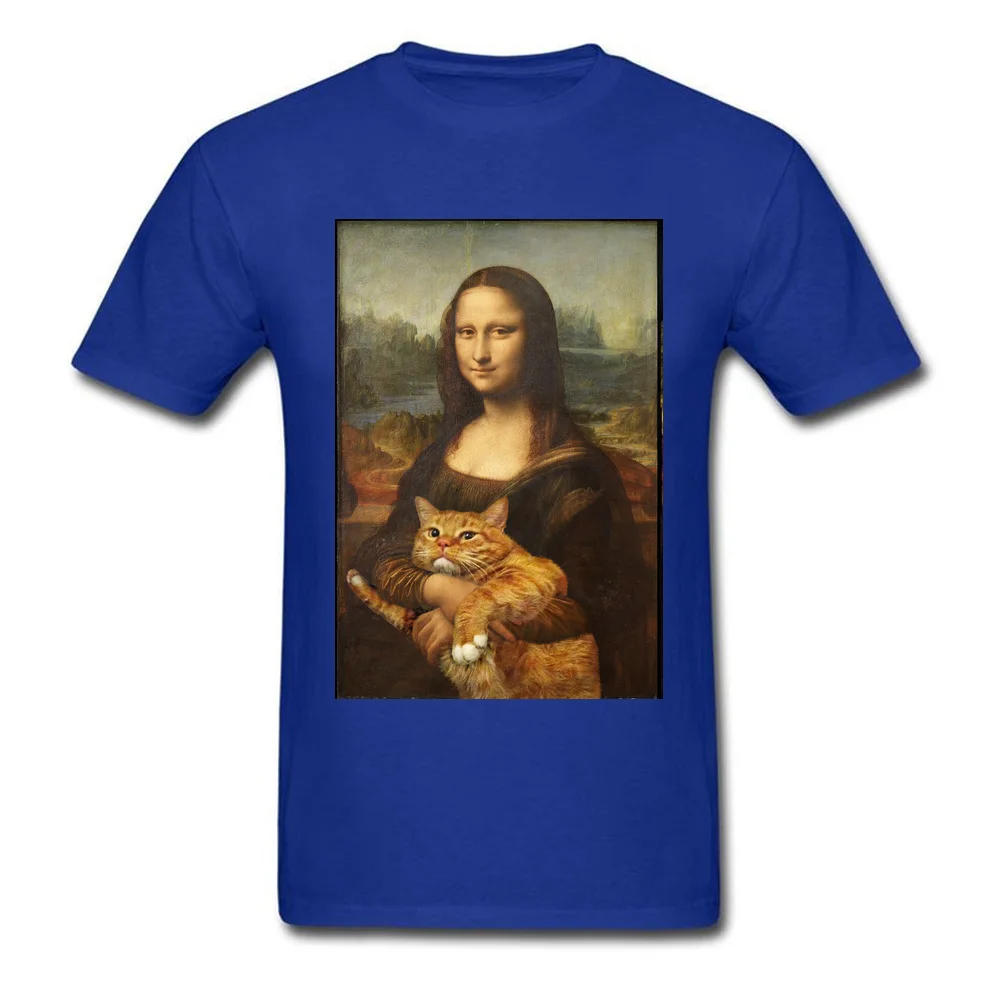 2018 New Fashion leonardo-lisa-cat-0919 Print T-shirts O Neck Cotton Fabric Men T Shirt Short Sleeve Sweatshirts Summer Autumn leonardo-lisa-cat-0919 blue