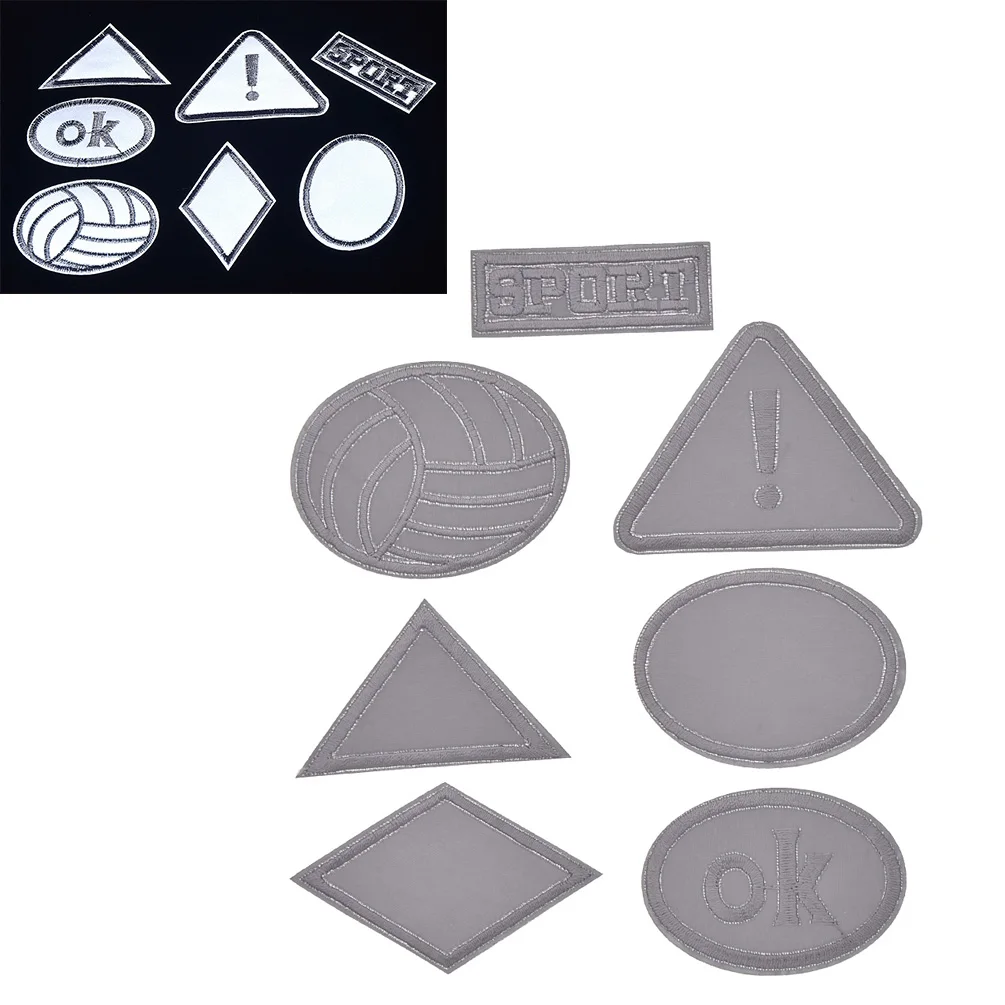 YeulionCraft прямоугольные треугольные Светоотражающие нашивки для вышивания клейкие нашивки вышитые значки аппликаций Diy Швейные материалы