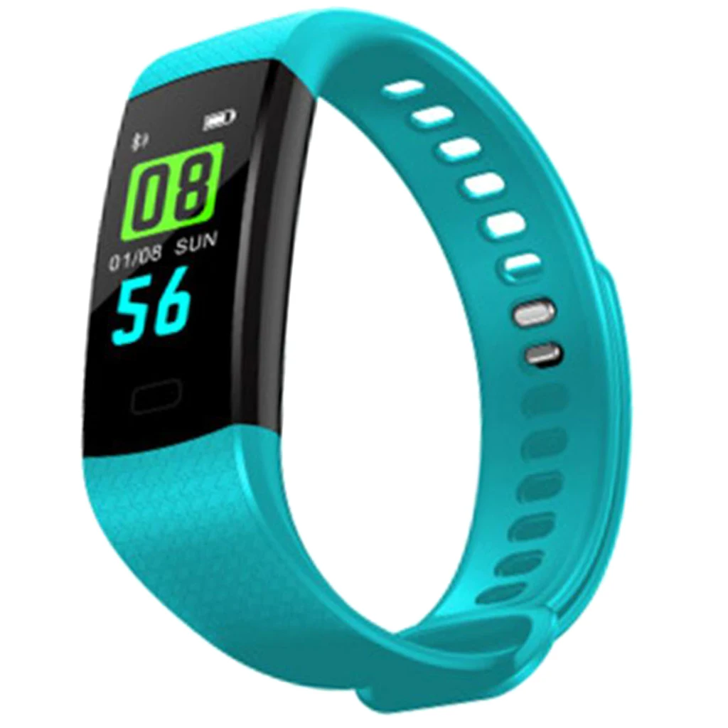 Men Women Smartband Smart Band Wristband Fitness Tracker Watch Health Heart Rate Blood Pressure Waterproof Smart Bracelet Watch - Цвет: Cyan