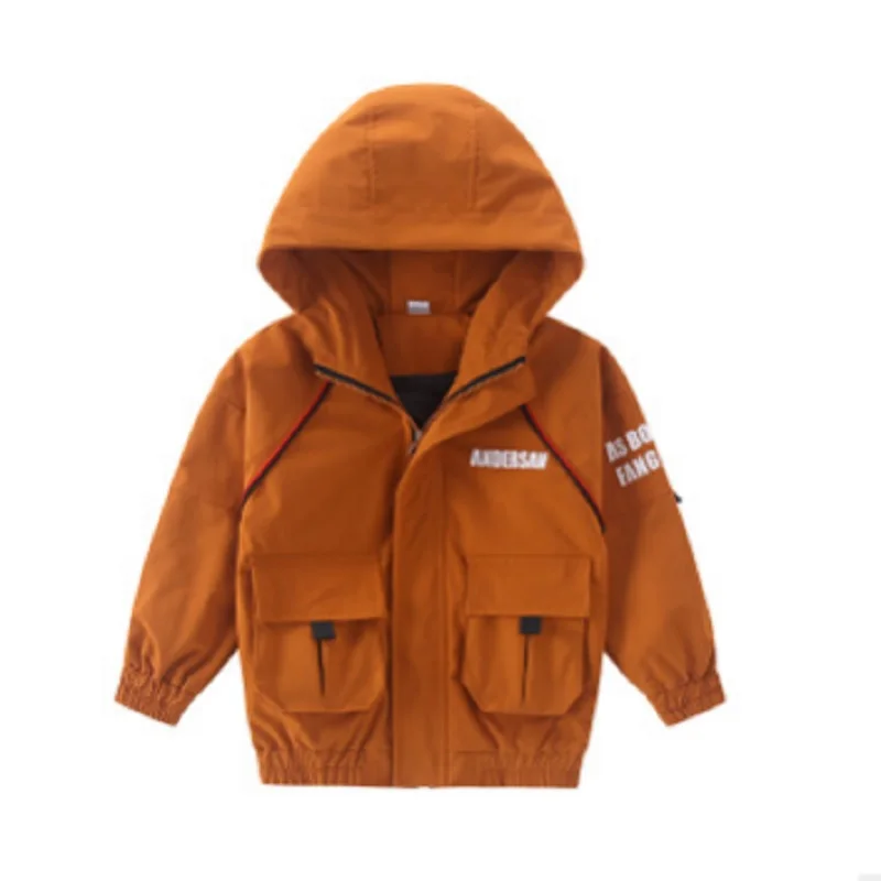 Тренч с карманами для мальчиков Новинка года, весенне-осенний детский Size110-160 на молнии с 4 буквами, Kids4-14 ly348
