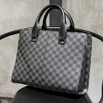 

New Fashion Luxury Brand designer 14 inch Laptop Briefcase Business Handbag for Men Large Capacity men's leather Shoulder Bag