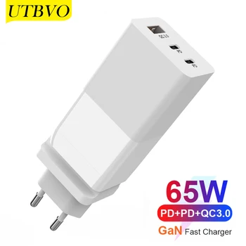 

UTBVO GaN USB C Wall Fast Charger 65W PD USB Type C Power Adapter QC3.0 Quick Charger for iPhone 12/MacBook Pro Air/S20/Note10