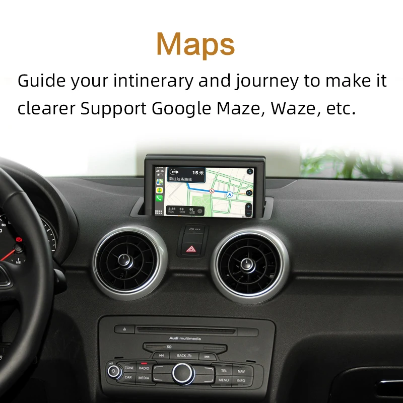 2020 Wireless/Wired Apple Carplay Decoder for Audi A1 Q3 MMI 2013-2019 muItimedia interface CarPlay Android auto Retrofit Kit