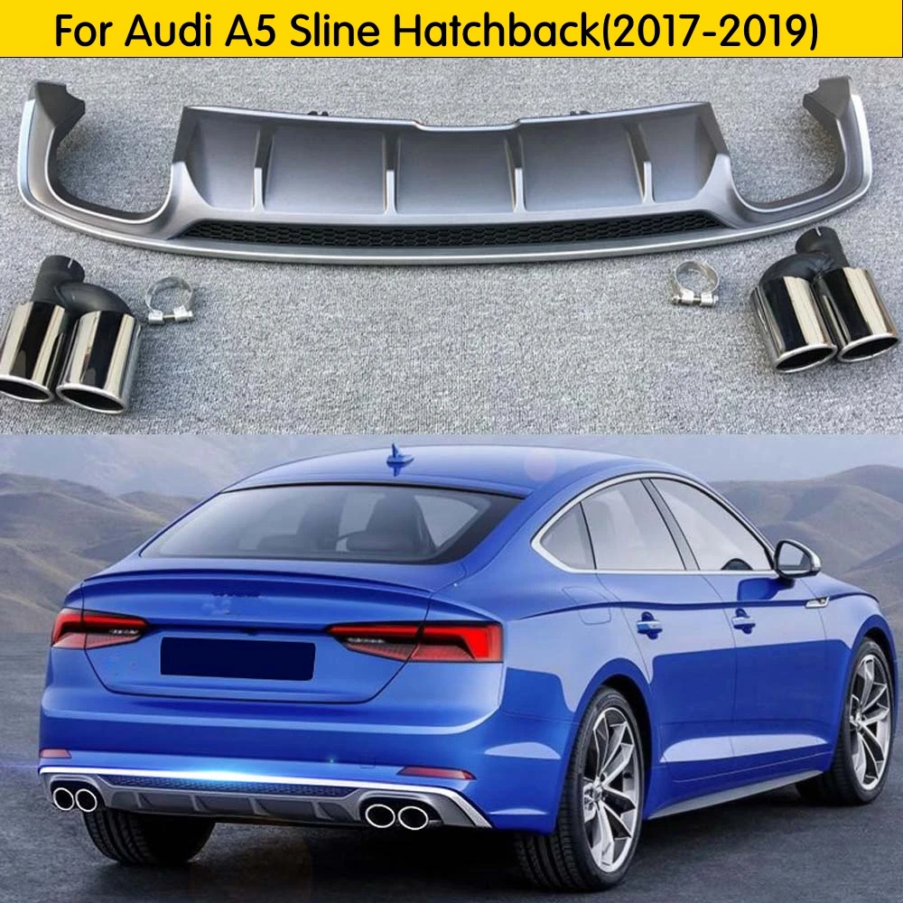 

For Audi A5 Sline Hatchback 2017 2018 2019 High Quality PU Rear Spoiler Diffuser Bumper Guard Protector Skid Plate Bumper Cover