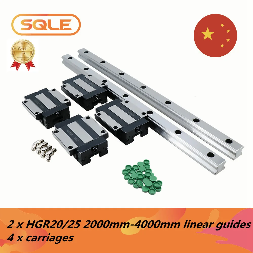 Linear Guides 2 pcs 2000-4000mm linear rails HGR20 HGR25 docked rail + 4 HGH25CA HGH20CA slides carriages for CNC Router | Обустройство