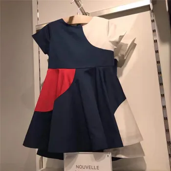 

2019 JCD Autumn&Spring Patchwork Printed Baby Girls Blue Party Boutique High-quality Dress for Girl Clothes Princess Dress