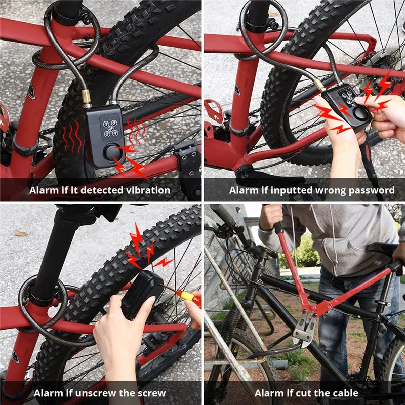 Bicycle Lock Alarm with Remote Universal Security Alarm Clock Lock System Anti-theft Vibration for Bicycle Motorcycle Door