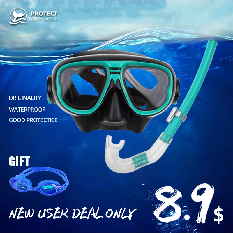 Детская маска для дайвинга силиконовая подводного плавания противотуманная
