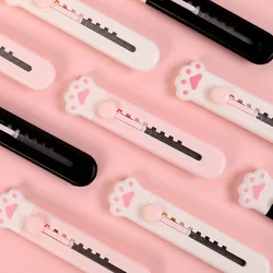 1pc kawaii rosa gato pata arte utilitário faca de aço inoxidável metal utilitário cortador de papel material escolar escritório papelaria coreano