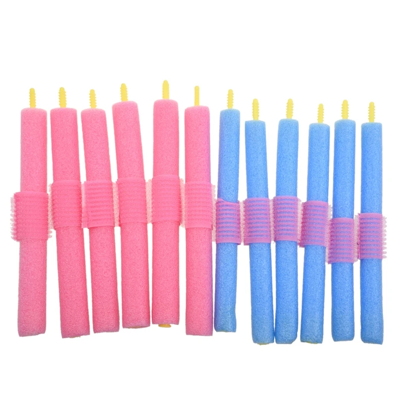 

12 LARGE BENDY TWIST SAFE HAIR HAIRDRESSING ROLLERS FOAM CURLERS