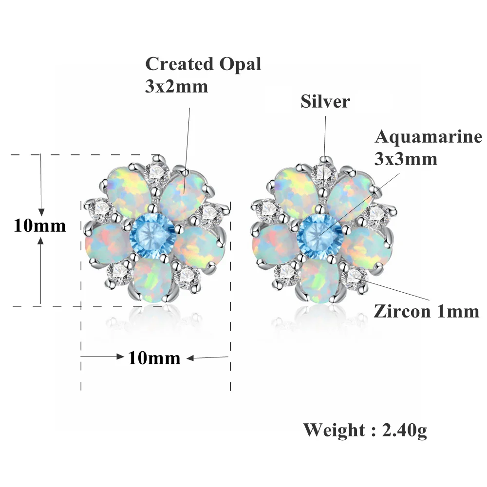 Opal Littleton|925 Sterling Silver Opal Stud Earrings For