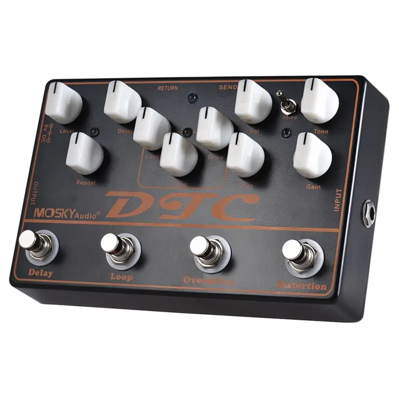 MOSKY DTC 4-в-1 Электрогитары для создания спецэффектов искажения+ Overdrive+ петли+ задержки