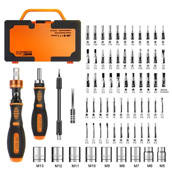 

JAKEMY Mechanic Tool Box 69 In 1 DIY Hand Tool Set 180 Degrees Ratchet Screwdriver With Chrome Vanadium Bits Home Car Repair Kit