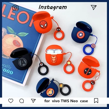 

New Cute Cool Silicone Case for Vivo TWS Neo Wireless Bluetooth Earphone Protect Cover Shockproof Portable Anti-lost Finger Ring