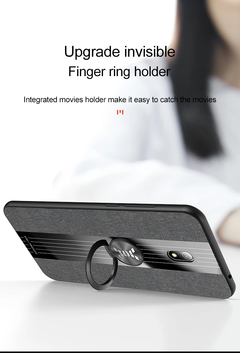 Чехол для Xiaomi Redmi 8A с магнитным кольцом, твердый тканевый чехол с мягкой рамкой, тканевый чехол для Xiomi Redmi 8A, чехол для телефона s Fundas