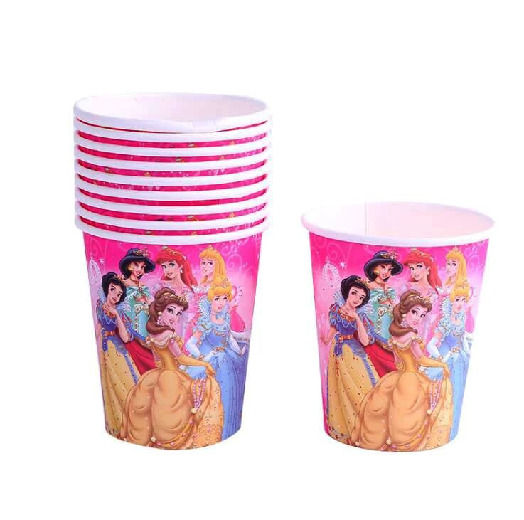 paper cup 10pcs Вечерние украшения для торта в стиле принцессы Эльзы, платья Белоснежки, вечерние украшения для девочек на день рождения - Цвет: paper cup 10pcs