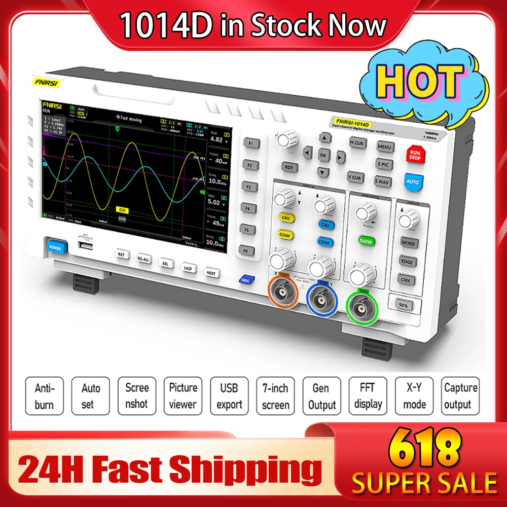 FNIRSI 1014D Portable Digital Oscilloscope 2 In 1 Dual Channel Input