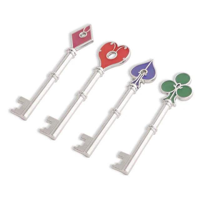Game Residents Evils Keychain Set RPD Square Plum Heart Key Police Playing Cards Badge Pendants Keyring For Men Cosplay Jewelry black