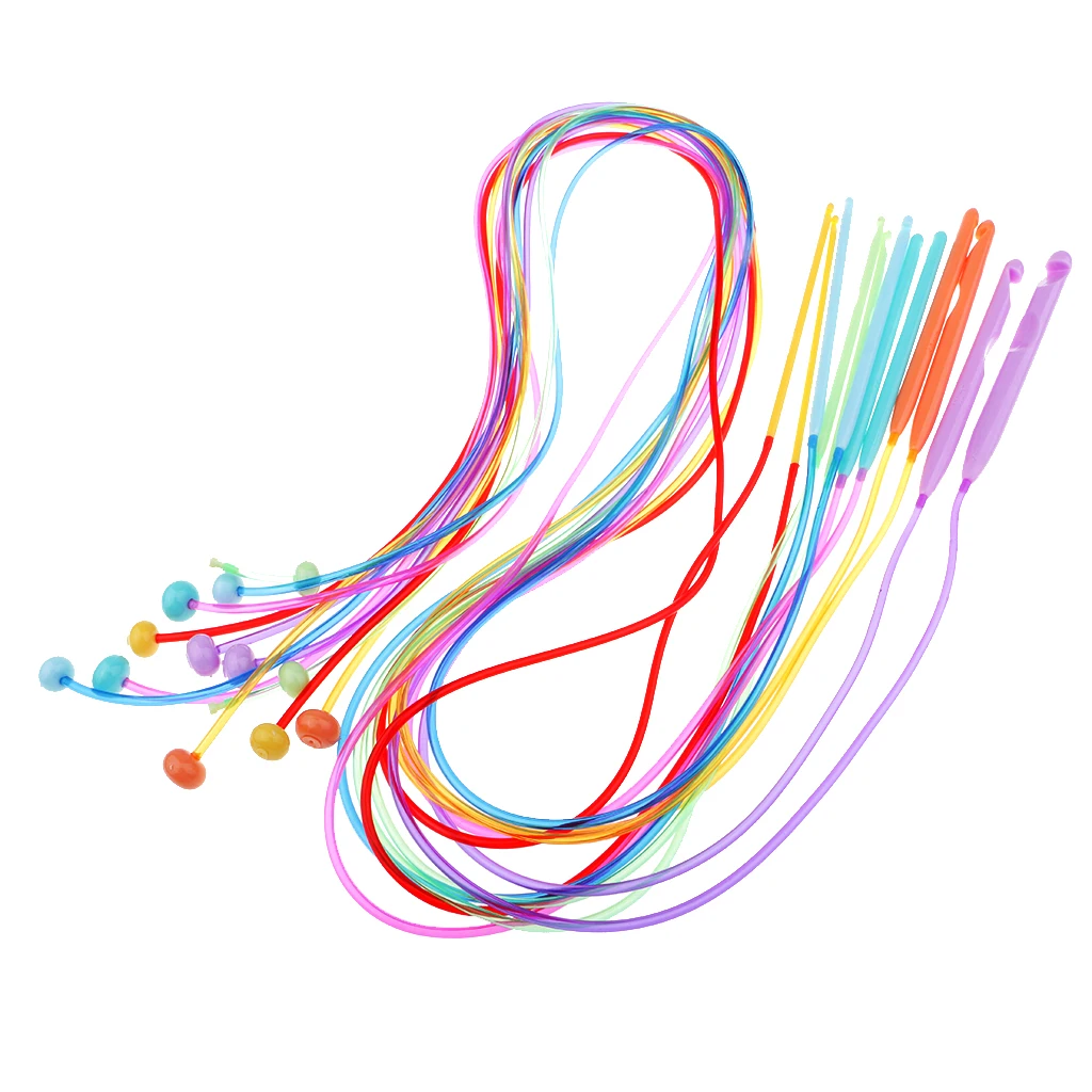 12pcs Plastic Flexible Afghan Tunisian Crochet Hooks Weave Needles 3.5-12mm