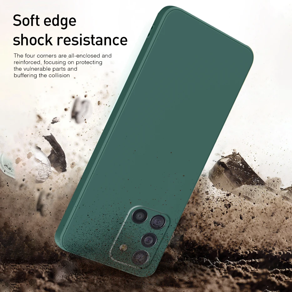 Luxury Original Square Soft Liquid Silicone Phone Case For Samsung Galaxy S21 Ultra S20 FE S10 Plus S9 S8 Note 20 10 9 8 Cover