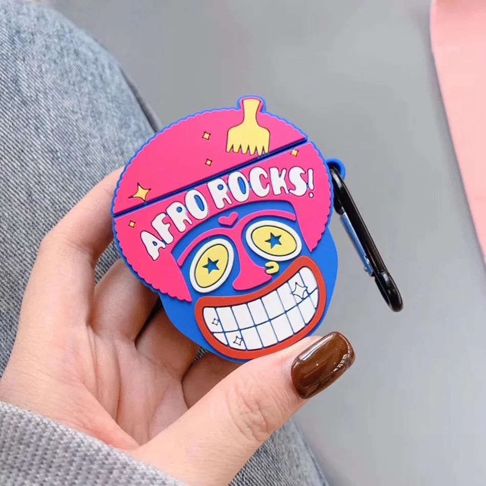 Earphone Case For Airpods Case Cute Clown Cartoon Pink Panther Cover For Apple Air pods 2 Accessories For Earpods Ring Strap - Цвет: 437C